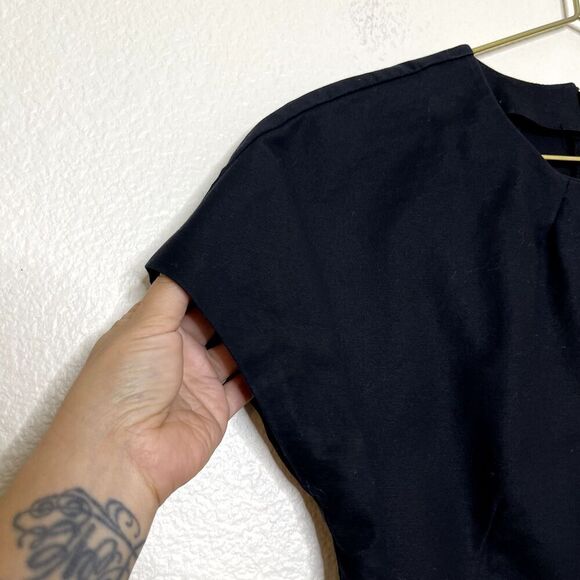 Aritzia T. Babaton Top Size 4 Black Peplum Zip Back Career Office Modern Classic - Picture 3 of 10